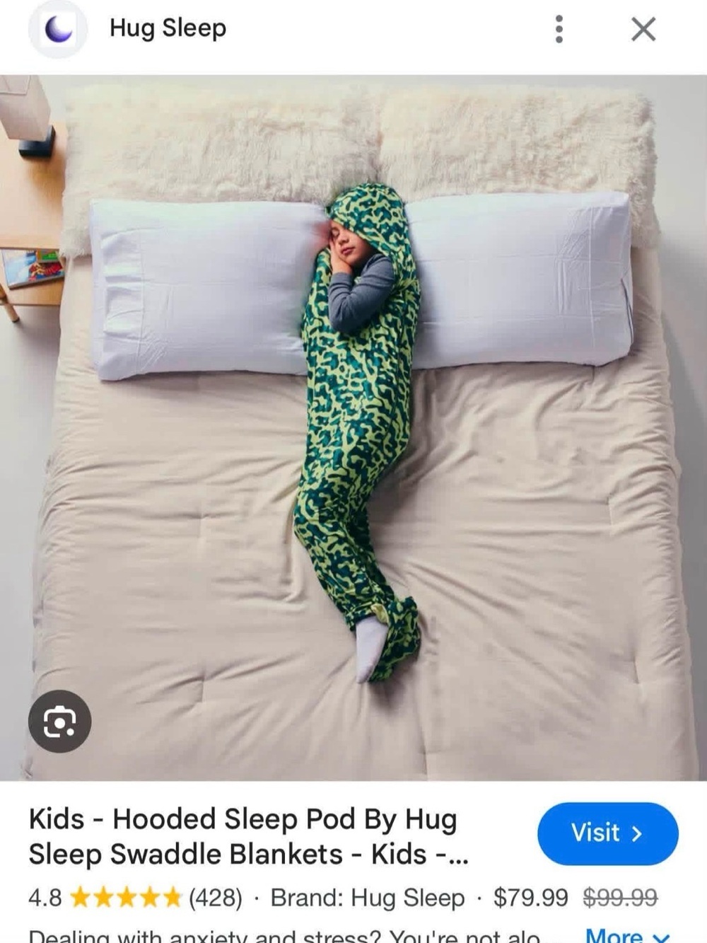 Hug Sleep Kids Hooded Sleep Pod in Green Camo